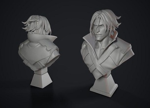 trevor belmon kale vanilya büst 3d yazdır model ölüm cenaze vesika yarasa heykel oyun karakter vampir tabut mezar fantezi kurgusal heykeller sanat 3d print model - Mito3D