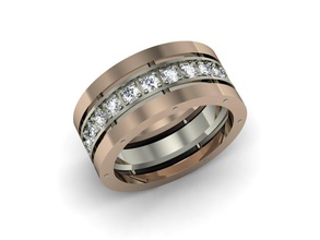 tri color ouro anel diamantes 2mm joalheria argolas 3d print model - Mito3D