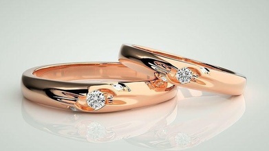 tri diamond çift grup yüzük 3dm stl vermek düğün nişan mücevher yazdırılabilir elmas altın takı yüzükler gelin damat platin bantlar 3d print model - Mito3D