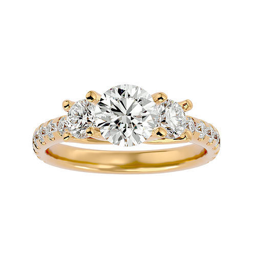 tri diamant solitaire mariage engagement bague 360 vue anneaux platine bijoux Célibataire 3D print model - Mito3D