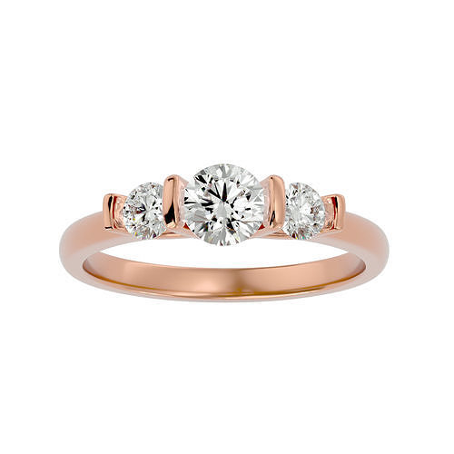 tri diamante solitário Casamento noivado anel 360 Visão argolas platina jóias joalheria solteiro animação Estrela 3D print model - Mito3D