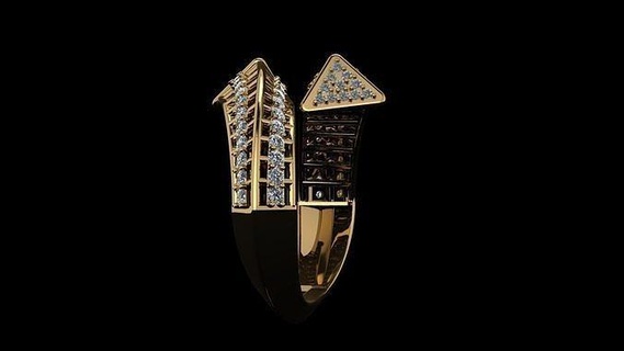triangolo diamante squillare modello matrice lusso anelli gioielleria nozze moda bellezza argento gemma oro stampabile 3d print model - Mito3D