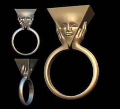 Dreieck-Gesicht-ring Schmuck Dreieck Gesicht ring Modell drucken bedruckbar ist Juwel Mode design Ringe 3d print model - Mito3D