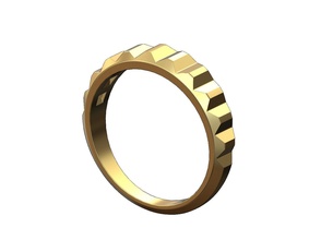 dreieckig rändeln verjüngt Band Ring Motiv facettiert Facette geometrisch Hochzeit Engagement Schmuck druckbar Gold Silber Sterling Luxus Mode modern Muster brillant Ringe 3d print model - Mito3D