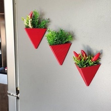 triangular shaped fridge vase decoration plant triangle plastic hanging vaso deco design product sell pote pot house decor 3d print model - Mito3D