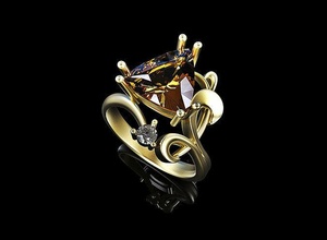 triangular stone ring jewelry gold engagement gem silver jewel brilliant diamond sapphire 3d modeling creative design rapid animation rings 3d print model - Mito3D