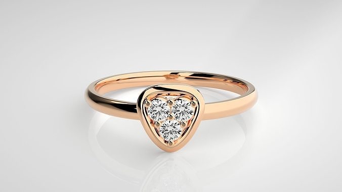 dreieckig Ultra Licht wt minimalistisch Frauen Ring 3dm stl rendert Schmuck Juwel Diamant Gold Gewicht Engagement Hochzeit druckbar Ringe zart Platin 3D print model - Mito3D