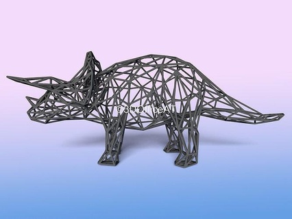 triceratop - dino wire art 3d printing resin printer wire art home decor modern printed statue sculpture ethereal sophisticated intricate design triceratop dinosaur majestic house  3d print model - Mito3D