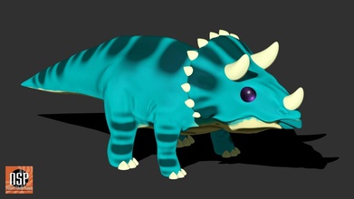 triceratops dibujos animados dinosaurio jurásico 3d 3dmodel 3ddino 3ddinosaur 3dprinting niño niños juguete juguetes modelo criatura lindo animal bestia juegos 3d print model - Mito3D