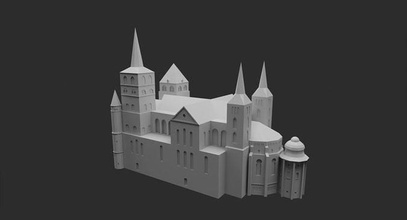 çeşit katedral 3d yazdırılabilir model mimari kilise bina katolik din romanesk kule ev dış mekan 3d print model - Mito3D
