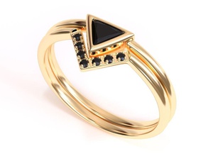 trillion black diamond ring band jewelry gold silver printable jewellery engagement wedding gem white brilliant engagem brillant rings 3d print model - Mito3D