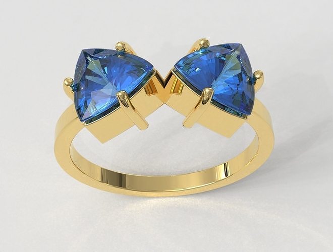 milliards gemme bague or argent bijoux anneaux bijou double diamant engagement imprimable 3D print model - Mito3D