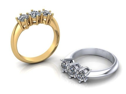 trilogie bague 1ct tot bijoux anneaux or diamant engagement bijou mariage gemme platine brillant luxe mode conception précieux imprimable 3d print model - Mito3D