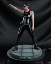 trinidad esquivar mujer personaje película matriz pistola beretta estatua 3dprint 3d esculpir arte esculturas 3d print model - Mito3D