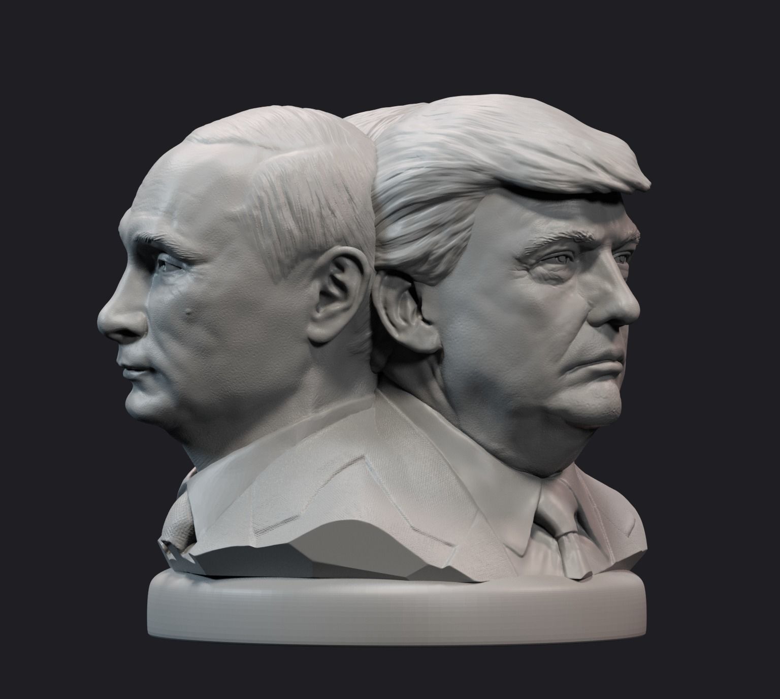 trindade 1 putin vladimir donald trunfo kim jong un presidente escultura retrato homem líder arte esculturas 3D print model - Mito3D