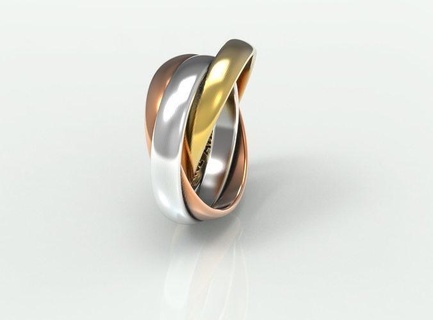 Dreieinigkeit Ringe pendant bracelet Schmuck Gold Silber Ring Juwel Platin Anhänger Armband Wagen Kunst 3d print model - Mito3D