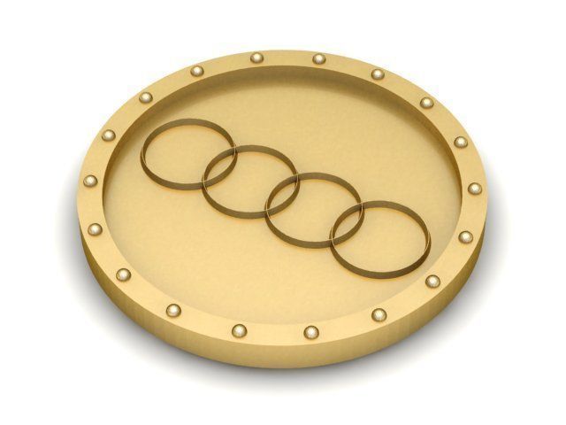 trinket audi logo on gold plate jewel jewellery jewelry pendant pendants 3D print model - Mito3D