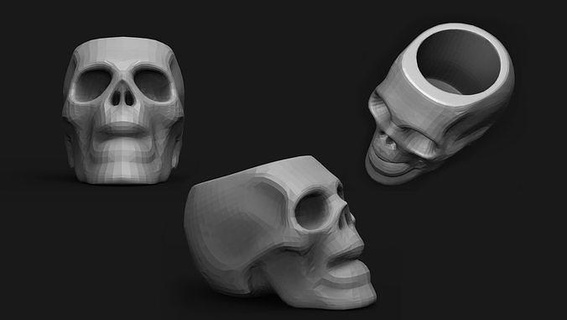 trinket box skull low poly skull trinketbox trinket pen pencil jewelry head decor home lowpoly house  3d print model - Mito3D