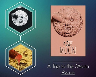 trip moon relief frame symbol art coins badges movie sculptures 3d print model - Mito3D