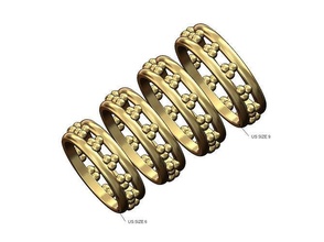 triple bead ornament band sizes 6to9 bubble ring wire fashion jewelry printable gold silver jewellery sterling luxury classic boho stacker 3d model rings 3d print model - Mito3D