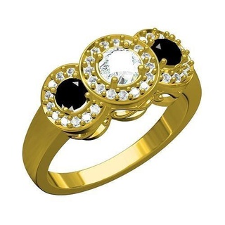 triplicare diamante arte deco stile donna squillare oro gioielleria stampabile argento sterline 3d cad design personalizzare moda gemme anelli 3d print model - Mito3D