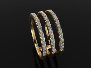 triple diamond row band ring size 6 jewelry infinity dainty layer 3 stackable stacking mix style fashion trend women rings 3d print model - Mito3D