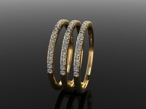 triple diamond row band ring size 7 jewelry infinity stack 3 layers stackable rows mix style fashion trend rings 3d print model - Mito3D