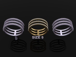 triplo diamante linha banda anel tamanho 8 joalheria infinidade pilha camada 3 misturar estilo moda tendência mulheres argolas 3d print model - Mito3D
