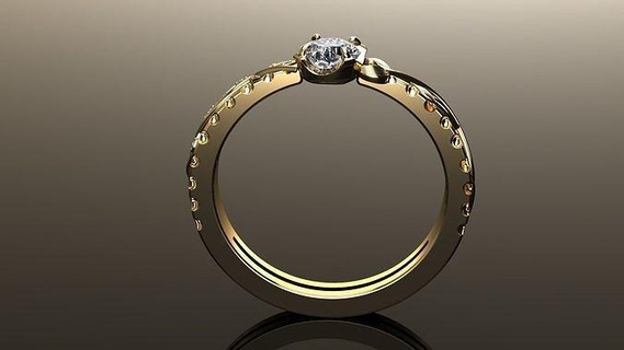 triple octagon ring jewelry gold rings diamond jewellery gem platinum branch leave leaf 3d print model - Mito3D