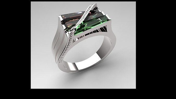 triple rectángulo gemas anillo diseñando hombres oro joyería joya diamante imprimible Boda brillante Moda blanco plata compromiso zafiro anillos 3d print model - Mito3D