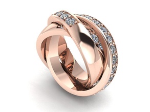 triple ring jewelry diamond printable jewel jewellery wedding engagement pendant fashion brilliant platinum gold beauty trend2021 trends rings 3d print model - Mito3D
