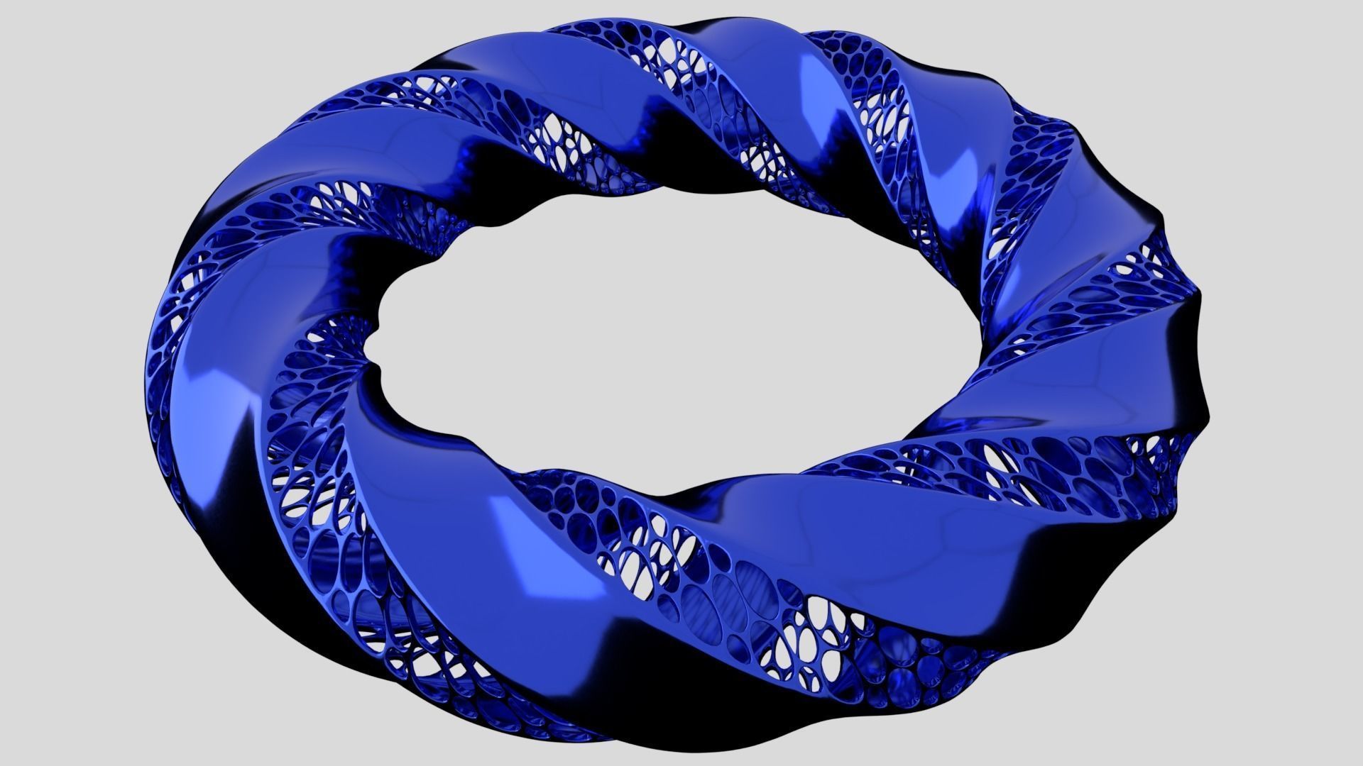 tripple twisted-torus Schmuck torus twisted Objekt Form geometrie souvenir Kreis Geschenk Löcher Komplex desktop 3dprinting allquads geometrische Requisiten die Visualisierung metallic Ringe 3D print model - Mito3D