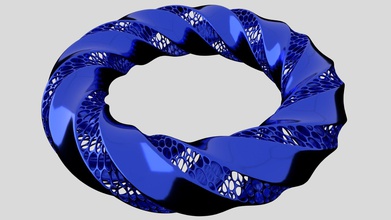 üçlü bükülmüş torus takı nesne şekil geometrie Hatıra Daire hediye delikleri karmaşık masaüstü 3dprinting allquads geometrik sahne görselleştirme metalik yüzük 3d print model - Mito3D