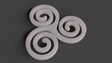 triskele celtic trinity symbol triskelion archimedean spiral rotational symmetry 3dprinting stl jewelry irish mathematical art geometric shape math blender printing printable 3d print model - Mito3D