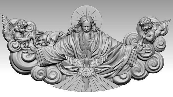 üçlü Tanrı kabartmalar alır merhamet isa İsa kutsal din Sanat heykeller kolye yazdırılabilir takı güvercin melek ruh Kral 3d print model - Mito3D