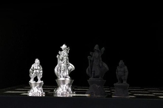 troll chess pieces stl monster design set game board chessboard pawn queen king knight bishop character fantasy fictional creature warrior piece war military person fun games toys 3d print model - Mito3D