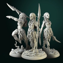 trolls female set 3 miniatures 32mm pre-supported woman mythology creature body tabletop wargames 3d 3dprinting highdetail ttrpg boardgames fantasy rpg dnd dndminiatures pathfinder warhammer games toys board 3d print model - Mito3D