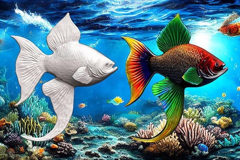 tropisch Fisch 3d drucken Modell Wasser Meer Ozean Tier Aquarium Gold umgürtet exotisch Goldfisch Riff Koralle Marine Schwimmen Kunst Skulpturen 3d print model - Mito3D