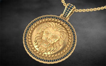 trp 1003 lion diamond pendent jewellery ladies neckwear 3dprint printable stl female jewelry 3dpendent gold silver fashion animal jewel sculpture pendants 3d print model - Mito3D