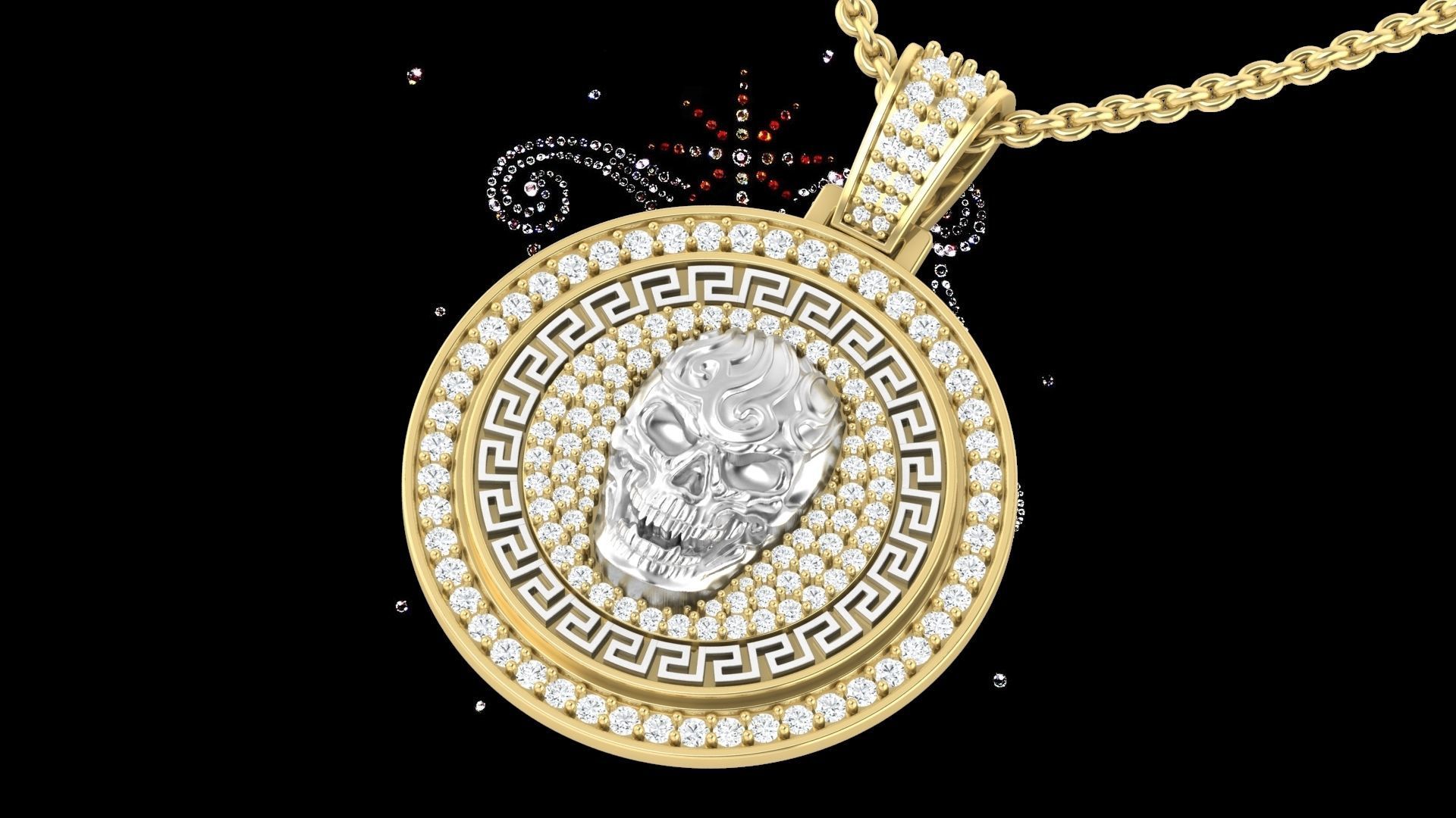 trp 1004 cranio versace pendente teschio gioielleria signore cravatte 3dprint stampabile stl femmina 3dpendent oro argento miglior prezzo gratuito arte ciondoli 3D print model - Mito3D