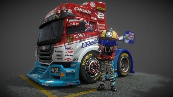 truck-racing truck racing vehicle car wheel transport sport auto games toys 3d print model - Mito3D