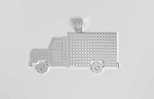 camion diamant pendentif bijoux or argent imprimable sterling gemme brillant bijou stl 3dm 18k 14k 925 pendentifs 3d print model - Mito3D