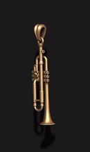 trompette pendentif musical instrument laiton musique classique orchestre bande mélodie or jazz musicien tube bijoux argent embouchure métal vent photoréaliste 3d pendentifs 3d print model - Mito3D