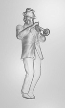 trompeta jugador 3d artcam alivio cnc esculpir famoso personas figura música obj stl interior decoración instrumento musical esculturas arte 3d print model - Mito3D