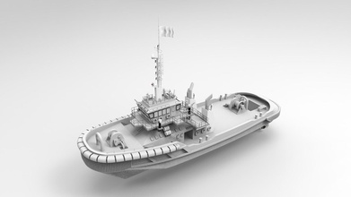 tugboat model fishing boat ship vessel port harbor barge shipping naval watercraft nevy industry industrial canal tug tow damietta netherlands rotterdam hobby diy 3d print model - Mito3D