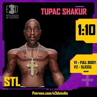 tupac stl modello 3d stampa cartone animato cantante rap musica America giocattolo arte voce sculture 3d print model - Mito3D