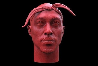 tupac shakur kopf shaker 2pac rap legende statue miniaturen figuren porträt berühmtheit hüpfen kan ye kunst skulpturen 3d print model - Mito3D