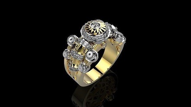 türbin erkekler n51 altın takı gümüş yazdırılabilir yüzük elmas mücevher düğün yüzükler 3d print model - Mito3D