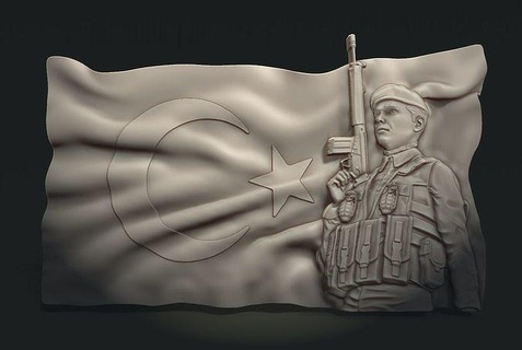 Türkis Flagge Kommando bas Linderung Soldat Türkisch Militär Statue Krieger Krieg Charakter Gendarm Befehl stl Modell druckbar Kunst Skulpturen 3d print model - Mito3D