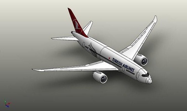 Turco compagnie aeree boeing 787 800 modello tuo rendering aereo b787 Lavori solidi passatempo Fai settore automobilistico 3d print model - Mito3D